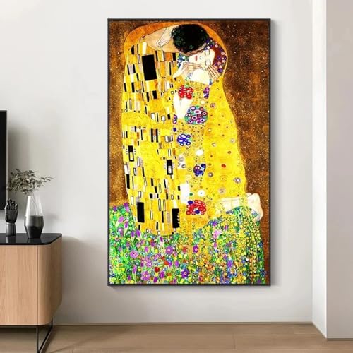 Gustav Klimt Kiss toile haut de gamme avec cadre 80x150