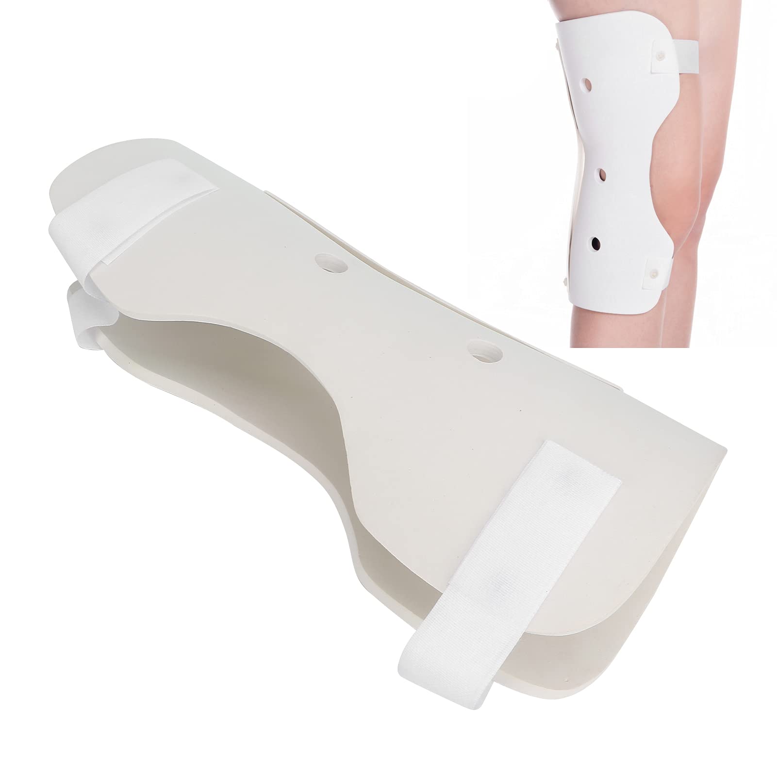 Knee Immobilizer Breathable Knee Brace for Men and Women Lightweight Foam Straight Leg Support Knee Splint for Knee Joint Pain Relief(Right leg)