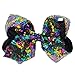 Xansema Hair Bows for Girls, 8 Inches Sequins Large Bows Alligator Hair Clip Hair Barrettes Accessories for Women Teens Girls Kids (Black Colorful), one size