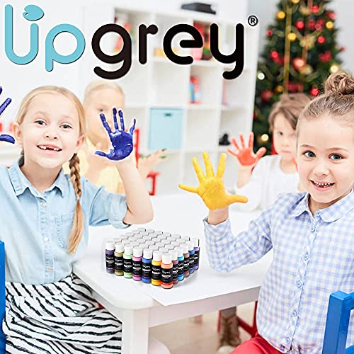 Upgrey Washable Tempera Paints 42 X 60Ml Colors, Kids Paint Poster Paint Non-Toxic Include 16 Basic, 8 Neon, 8 Metallic, 8 Glitter, 2 Glow With Palettes, Spatula, Sponge And Brushes For Poster Painting Finger Paints #TOP6
