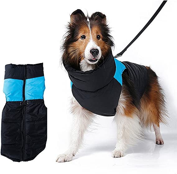 Sniffr Dog Clothes Warm Dog Clothes Winter Dog Warm Cotton Vest Lightweight Clothing Back Zipper Pet Outdoor Costume Small to Large Dog Clothes Female (L, Blue-Black) (B0BT7MJWJL) Amazon Price History, Amazon Price Tracker
