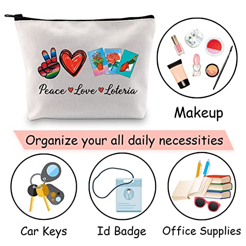 Jxgzso Funny Lottery Bag Mexican Bingo Storage Bag Lottery Gift Peace Love Loteria Canvas Bag With Zipper Lottery Themed Gifts thumb #6