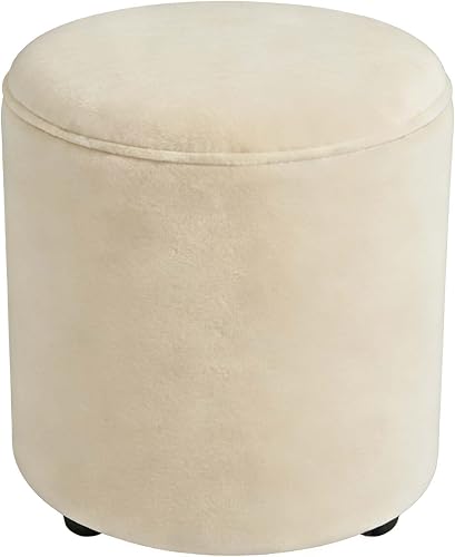 Ottoman Footrest Stool Pouf Foot Rest, 15.7" Round Ottoman for Living Room & Bedroom, Heavy Duty and Long-Lasting Round Stool (Beige)