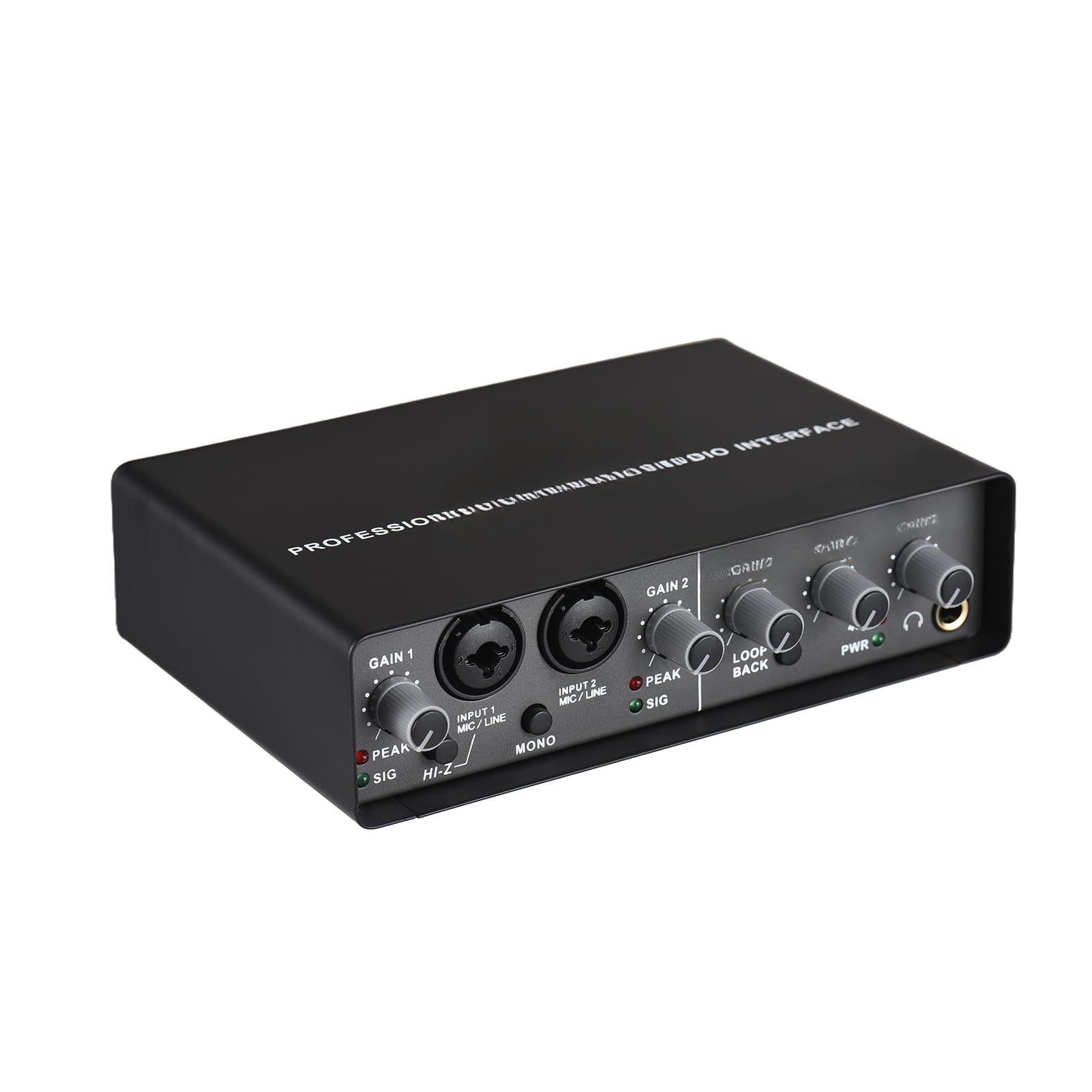 Interfaz de Audio USB Profesional Tarjeta Sonido Externa con Alimentación Fantasma 48V LoopBack Monitoreo sin Latencia Plug and Play para Grabación Transmisiones en Directo Producción Musical y Estudi