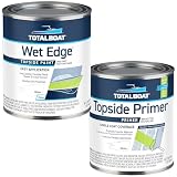 TotalBoat Wet Edge Topside Paint (Quart, White) + Topside Primer (Quart, White) – Complete Marine Paint and Primer Bundle