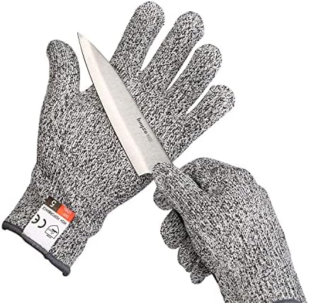 Yizhet Cut Resistant Gloves Level 5 Anti-Slash Work Safety Gloves High Performance Protective Safety Smart Touch Glove for Kitchen, Garden, Home, DIY, Cooking(Medium)
