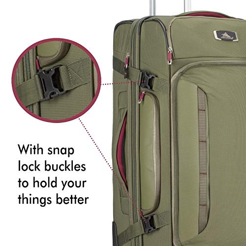 High Sierra AT8 Wheeled Upright Duffel Bag, Olive/Cranberry, 32-Inch