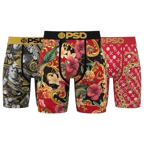 PSD Mens Boxer Briefs - Infrared Lux 3-Pack Box Set, 7 Inch Inseam, Moisture-Wicking, Boxer Briefs for Men Pack, Large