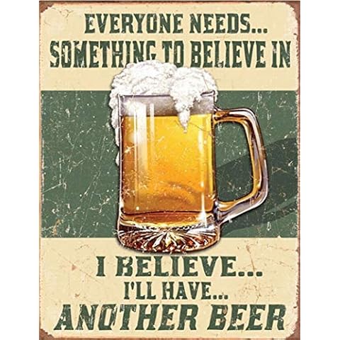 LBS4ALL Vintage Retro Believe in Beer Lager Pub Shed Garage Bar Man Cave Metal Wall Sign Cover