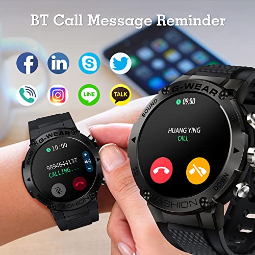 Military Smart Watch For Men Outdoor Ip67 Waterproof 1.3" Hd Touch Screen Tactical Fitness Activity Tracker And Smartwatch With Bluetooth Dail Calls Speaker Compatible With Iphone Samsung (Black) #TOP2