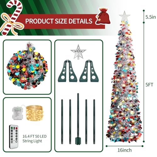 Hisffog LQ-001 5Ft Pop Up Christmas Tinsel Tree thumb #2