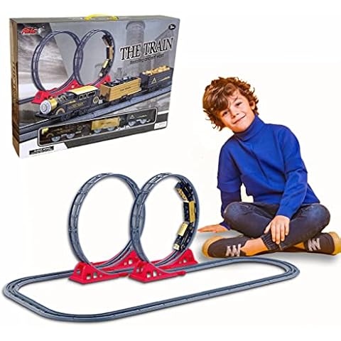 xwin sportseries Railway Train track Roller Set for Kids Flexible Railway Tracks Roller Batteries Operated Toy Train with Light and Sound Gift for 3 4 5 6 Years Old Toddlers Boys and Girls Cover