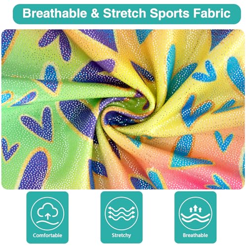 HOZIY Gymnastics Leotards for Girls with Shorts Biketards Dance Tumbling Outfits Matching Scrunchies 1-12 Years Old