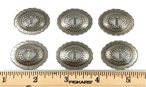 Conchos Mixed Finishes Western 1 1/4" Oval; Scalloped Style Slotted - (20 Pieces, Nickel) #TOP2