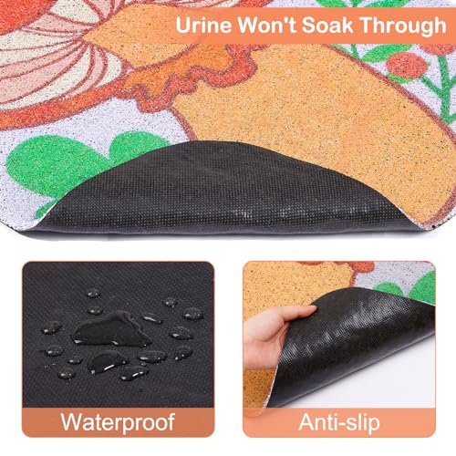 Cat Litter Mat Non-Slip Cat Litter Box Mat Large Cat Litter Mat Litter Trapping Mat PVC Material Cat Mats for Litter Soft Kitty Litter Mat Compatible Two Litter Boxes Cute Cat Products