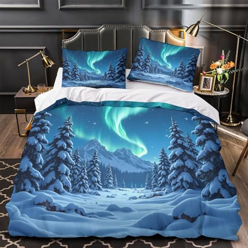 Housse de couette aurores boréales microfibre résistante finition premium - 2