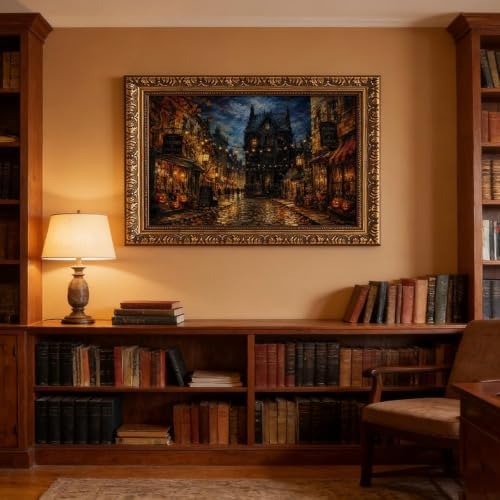 Halloween Wall Art Spooky Magical Village Canvas Decor Autumn Streetscape - 4