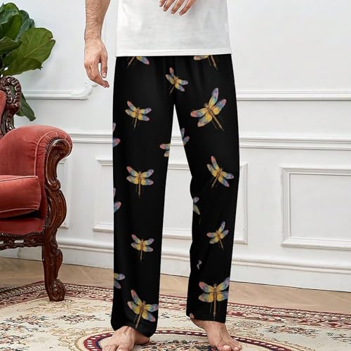 Dragonfly Watercolor Men's Pajama Pants Lightweight Pjs Bottoms Sleep Lounge Pant with Pocket Drawstring3