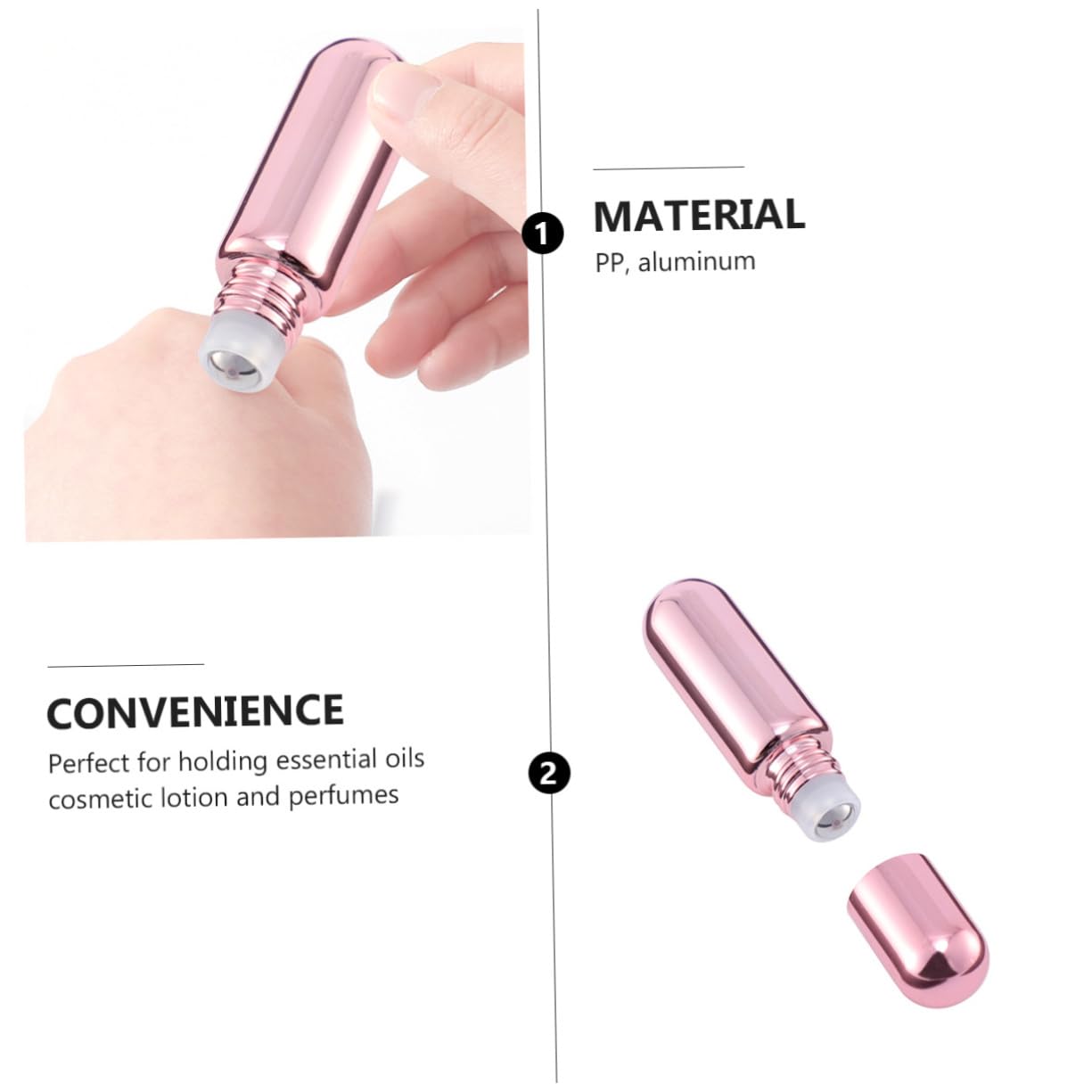 MAGICLULU 36 Stk Rollflasche Für Ätherische Öle Kleine Parfümflaschen Behälter Für Lipgloss Glaswalze Wiederbefüllbare Rollampulle Rollende Flaschen Unterverpackung Rosa Ball Ätherisches Öl