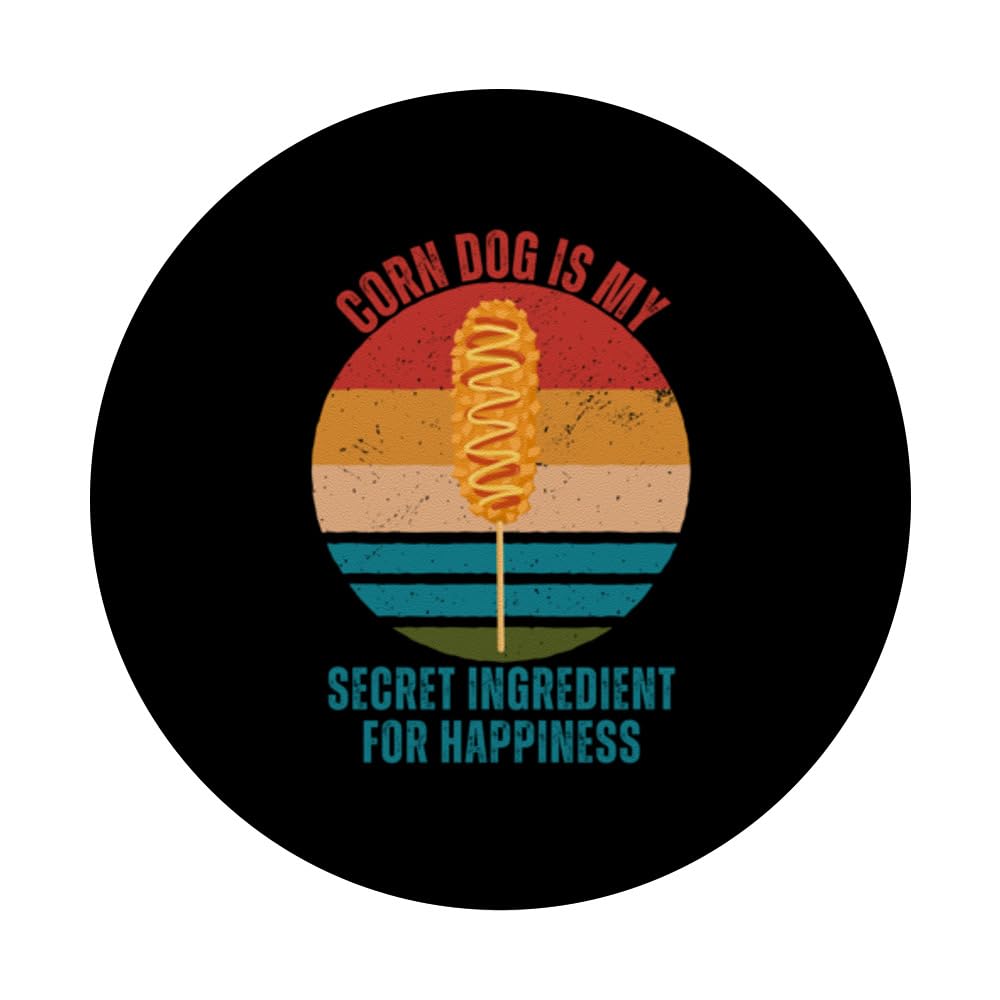 Vintage Corn Dog Is My Secret Ingredient For Happiness PopSockets Swappable PopGrip, Black - Image 3
