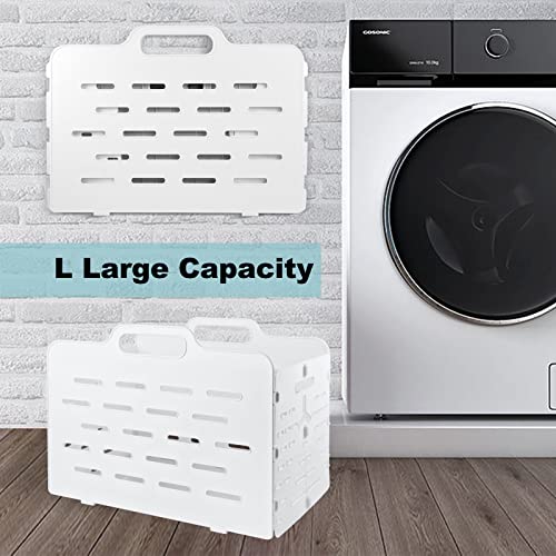 Large Collapsible Plastic Laundry Baskets With Handles, Breathable Mesh Material, Foldable Plastic Laundry Hamper For Laundry Bathroom Bedroom Dormitory Storage Organizer (White) #TOP4