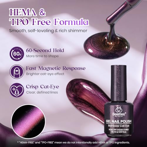 Image of Beetles Purple Cat Eye Gel Nail Polish, Midnight Orchid 15ml Magnetic Gel