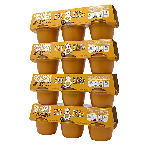 Zee Zees Orange Dreamsicle Applesauce Cups, All Natural, No Sugar Added, 4 oz Cups, 24 pack