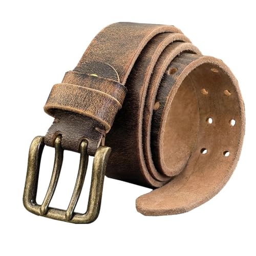 Men’s 38mm Wide Double Pin Buckle Leather Belt, Genuine Cowhide Strap for Jeans, Western Cowboy Waistband2