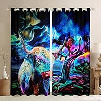 Zon en Maan 30% -50% Verduisterend Gordijn Astrologie Galaxy Gordijnen voor Kinderen Jongens Meisjes Botanische Bloemen Raamgordijnen Boho Psychedelische Raambehandelingen, B 66 x 90 cm