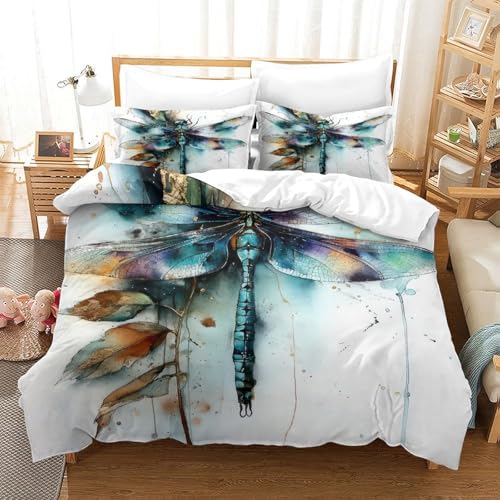Parure de lit libellule hypoallergénique en microfibre douce avec zip caché - 3