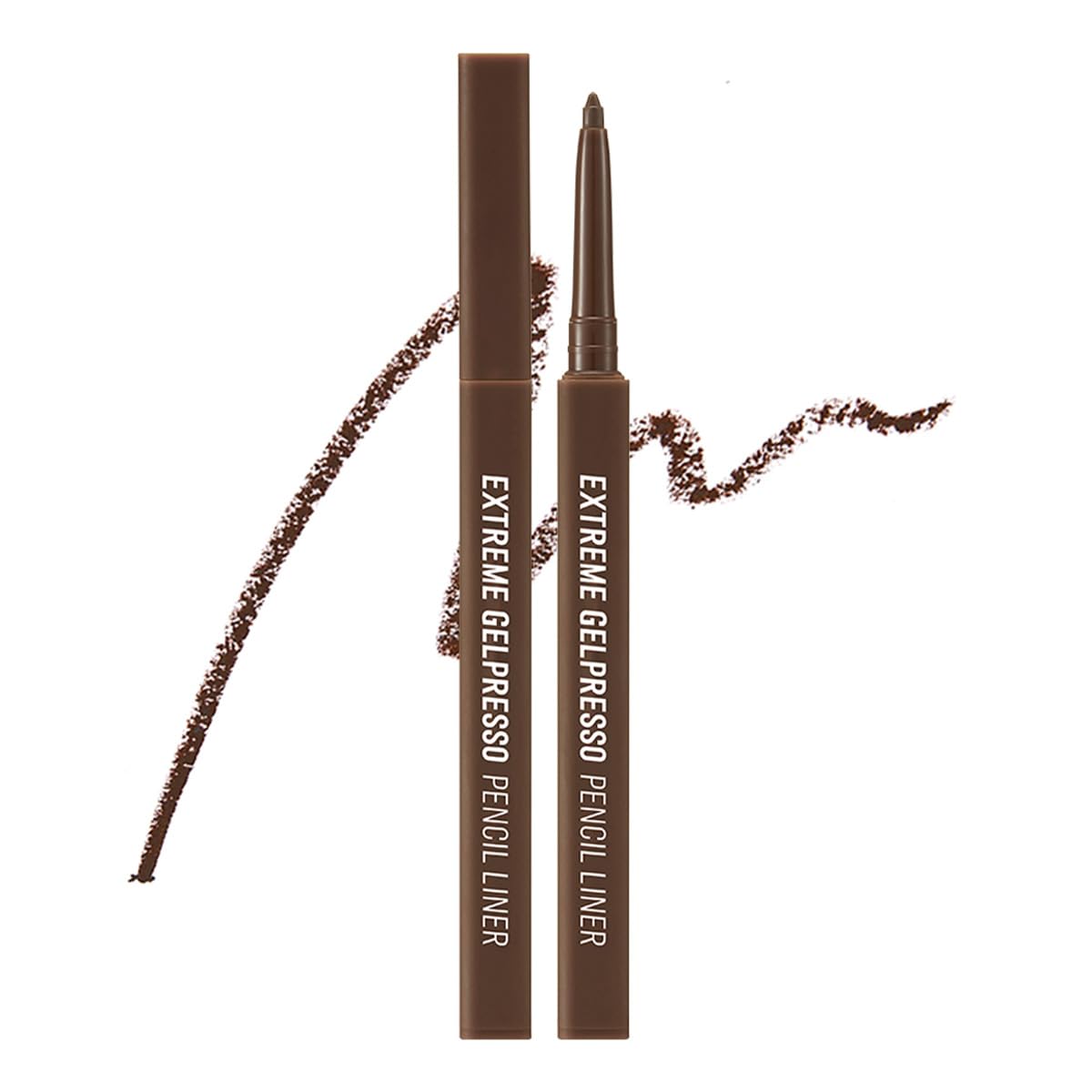 CLIO Extreme Gelpresso Pencil Eyeliner, Gel Smooth Waterproof Formula, One Swipe High Pigment Color, Smudge Resistant Long Wear, Creamy Glide, Blend Control, Defined Eye Precision (002 Deep Brown)