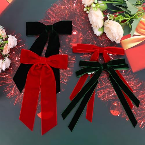 Pinzas de Pelo de Terciopelo Rojo para Niñas 4 Piezas miniatura 2