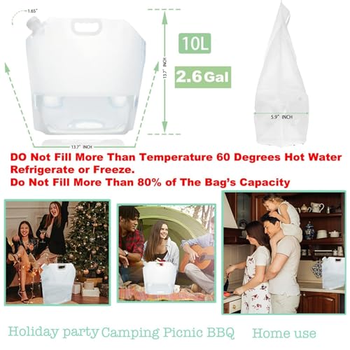 42 Gallons (16 pcs, 2.6 Gallons Each), Water Storage Containers, Emergency Water Storage,Collapsible Water Containers, for Fishing, Camping, Hiking&Survival Kit. (160L) - Image 4
