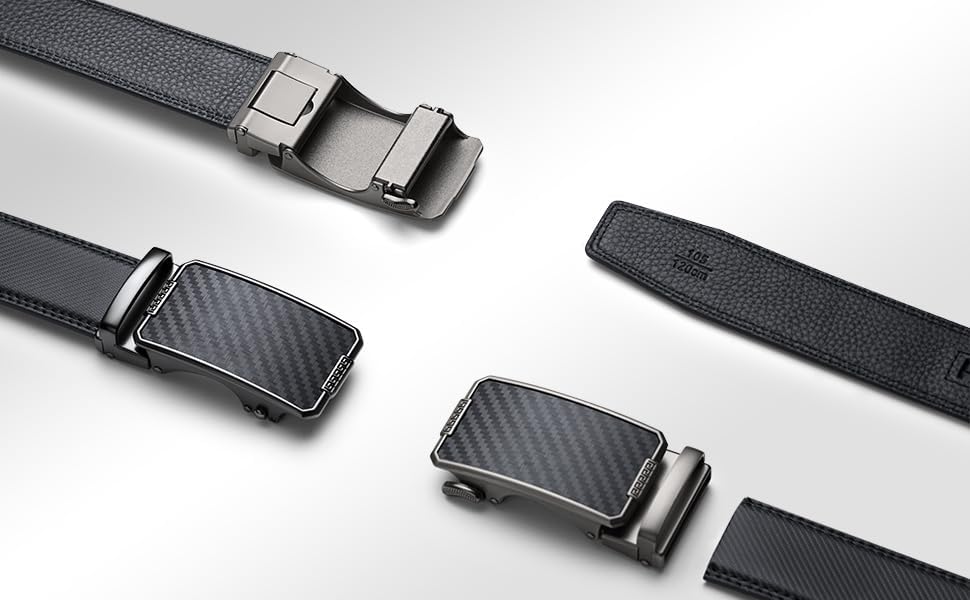 VANNANBA Leather Belts for Men Automatic Buckle Casual Work Dress ratchet Belt with Gift Box - Image 5