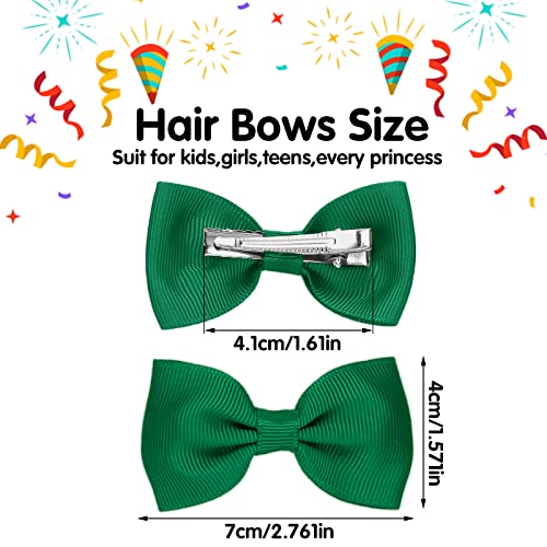 Sibba 10 Pieces Ribbon Hair Bows Alligator Clips Barrettes Ponytail Holder Cheerleading Hairpin Halloween Cosplay Christmas Easter Party Styling Accessory for Women (Green) - Image 2