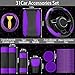 Riakrum 30 Pcs Car Accessories Set Purple and Black PU Leather Steering Wheel Cover Auto Interior Accessories Gift Car Vent Trim Strips Air Conditioner Insert Strips with Installation Tool