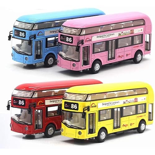 Image of DEUSON ECOM Diecast Metal Bus Toys for Kids Double Decker London Bus Light & Music Open Door