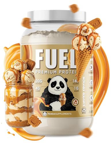Underground Bio Labs Panda Fuel Premium Protein Whey,Hydrolyzed Collagen,Casein,Probiotics, Enzymes, Keto Friendly,Time Release, 25 Servings (2.5 Pound, Caramel Ice Cream Crunch)