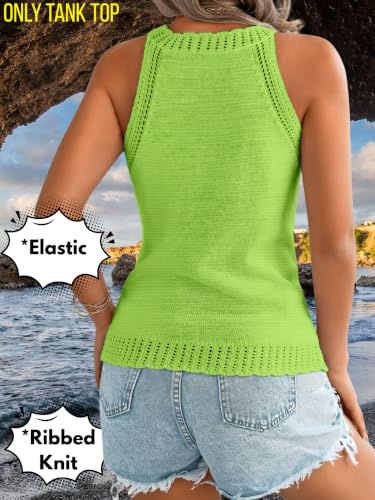 Image of ChiaoLezhee Women's Summer Knit Tank Tops, Racerback High Neck Lightweight Sweater Vest, Dressy Casual Outfits