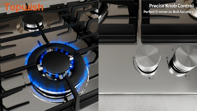 Image of TOPWISH 12 Inch Gas Cooktop 2 Burner, Propane Stove Top 18,000 BTU Black Tempered Glass LPG /NG Convertible Dual Fuel Built-in Natural Hob with Thermocouple Protection for Rvs Kitchens Apartment Indoor