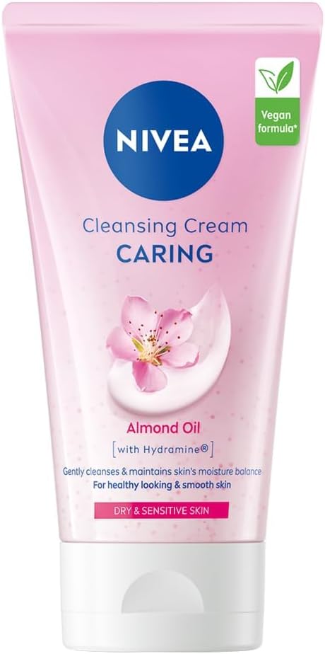 NIVEA Caring Cleansing Cream(150ml), Gentle Face Cleanser for Smooth, Healthy Complexion, Face Wash for Dry and Sensitive Skin