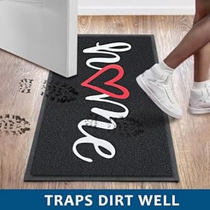   EARTHALL-Door-Mat-Outdoor-Indoor-Home-Doormat-30x175-Durable-Floor-Mat-Non-Slip-Rug-Ultra-Absorb-Mud-Easy-Clean-Front-Doormat-for-Garage-Entryway-Patio-High-Traffic-Areas-Black