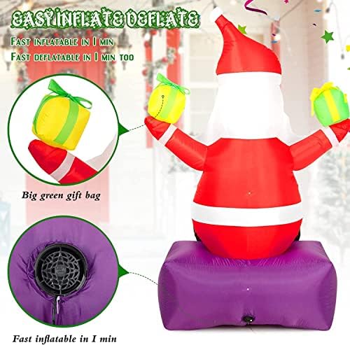 Christmas Inflatables - 6Ft Christmas Outdoor Decorations-Inflatable Santa Claus with Gift Boxes,Blow Up Yard Decor-Built-in LED Lights with Tethers-Stakes for The Yard, Lawn, Garden