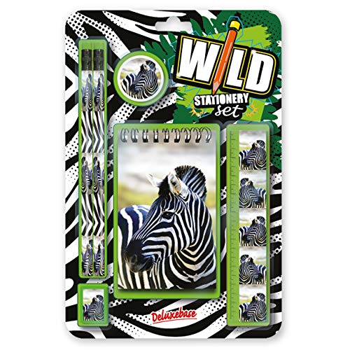 Deluxebase Wild Stationery Set - Zebra from Office and School Supplies Including 2 Pencils, Rubber...