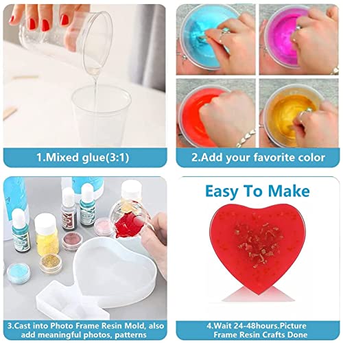 Image of Photo Frame with Stand Built in Resin Molds Heart Shape Silicone Molds Heart Shape for Wedding Valentine's Day Anniversary Home Decor Gifting, Display, Romantic Gifting