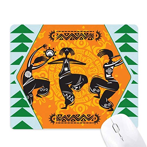 Tapis de souris mexicain en caoutchouc vert pin avec totems de danse