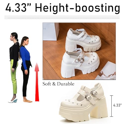 Women's Patent Leather Platform Mary Janes Pumps with Adjust Love Buckle Strap Fashion Comfort Round Toe Chunky High Heels Uniform Lolita Dress Shoes for Party Prom Date Wedding4