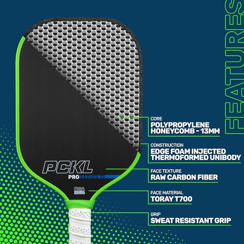 image for PCKL Pro Series Pickleball Paddle 13mm or 16mm Raw Carbon Fiber | Ther