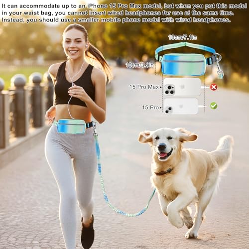 Joggingleine Hunde mit Bauchgurt Laufgürtel Hundleine für Große und Mittelgroße Hunde Verstellbare Führleine Hundeleine mit Reflektierenden Streifen Grün