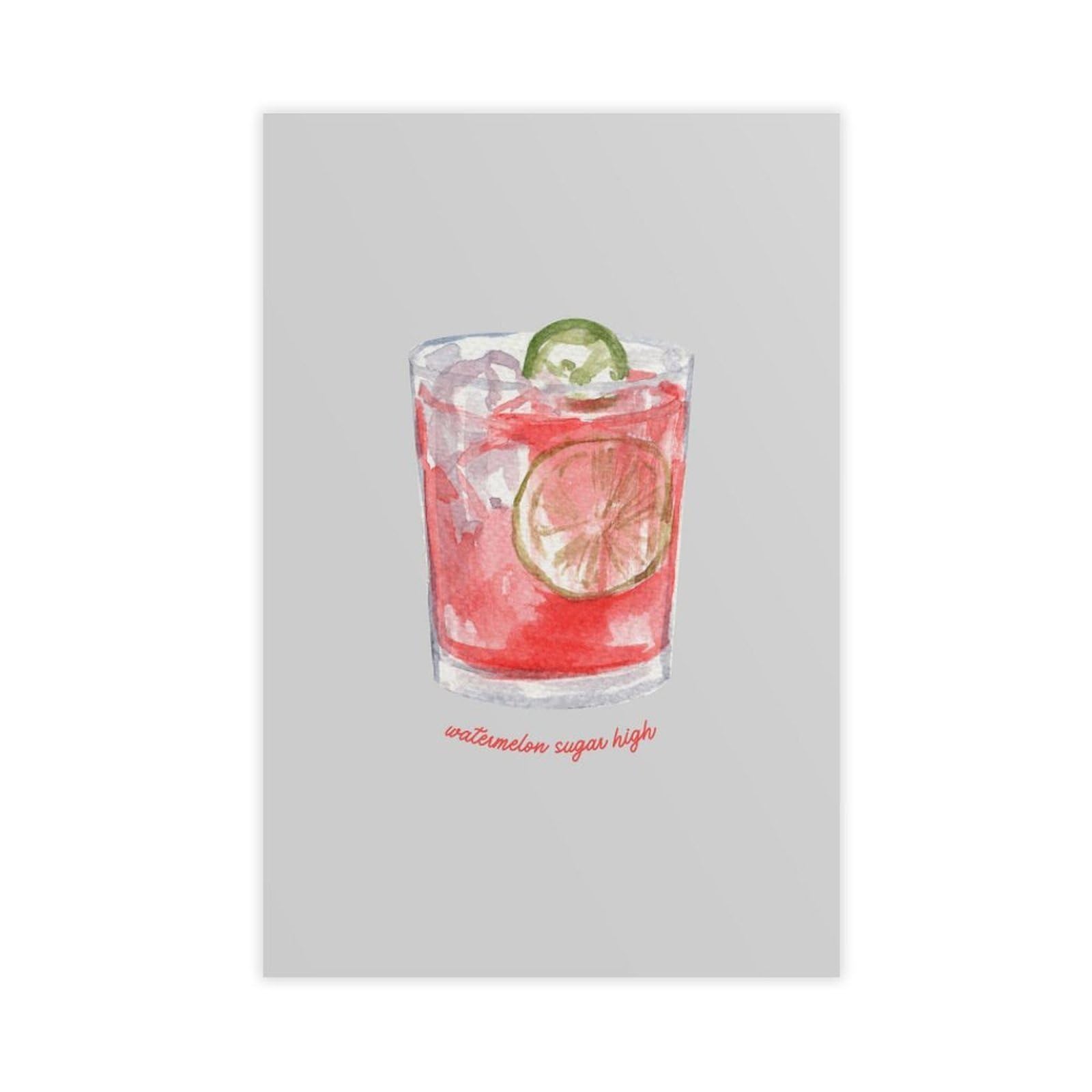 QIOTBVV Watermelon Margarita Cocktail Poster Canvas Poster Bedroom Decor Landscape Office Room Decor Gift 24" L X 36" W